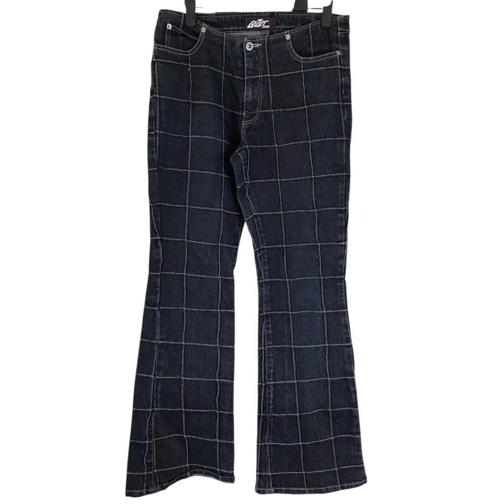 Vtg Y2k Lazer Jeans Size 9 Womens Patchwork‎ Denim Flare Faded Dark Wash Grunge